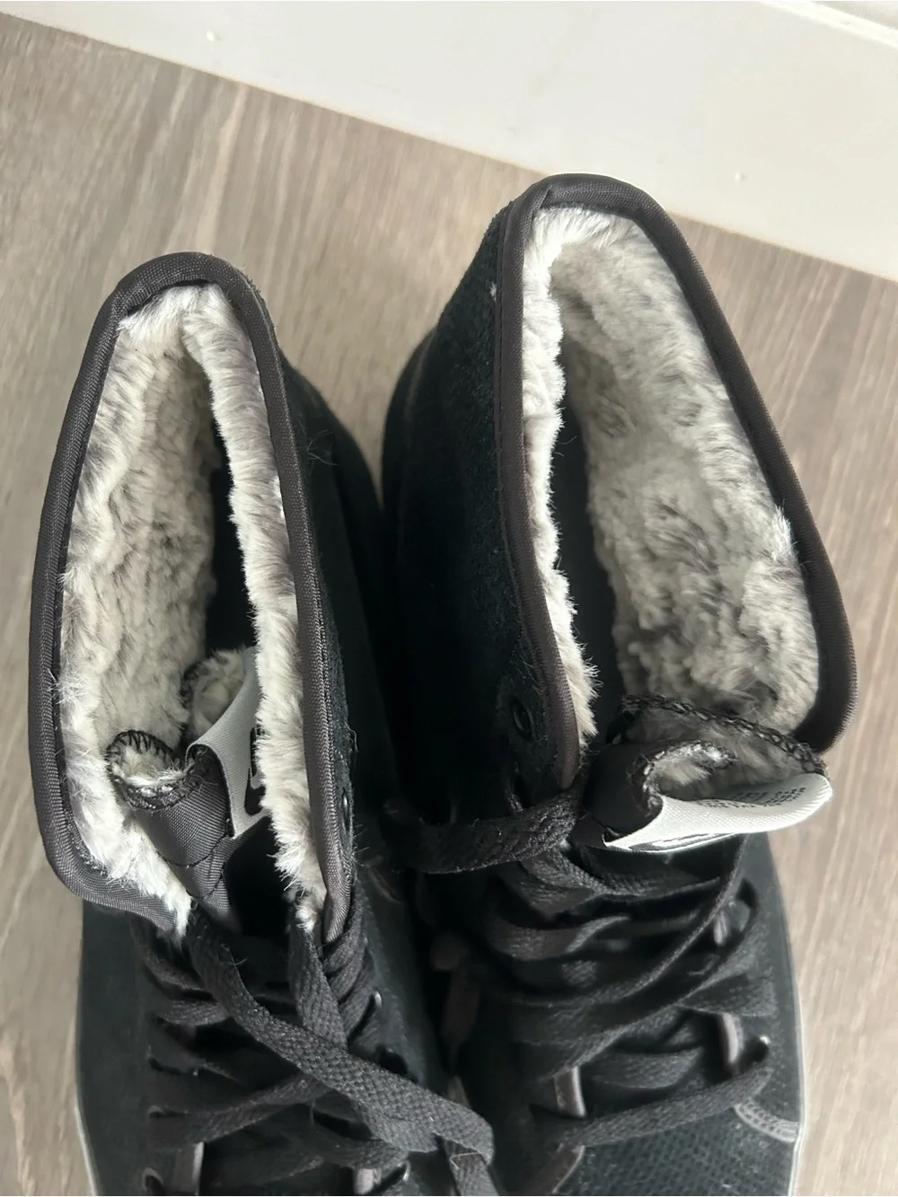 Nike Black high top Sneakers with Gray Faux Fur Lining (never worn)